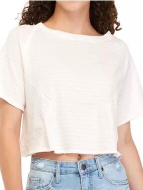 NWT Free People Cropped Sammie Printed Tee Femme Combo
